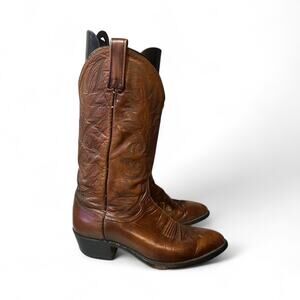 Dan Post Leather Boots Men's 8.5 EW Brown Cowboy Western Brown Made in USA